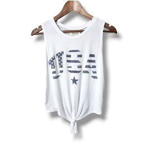 American Rebel Patriotic USA Tie Front Crop Top Graphic Tee